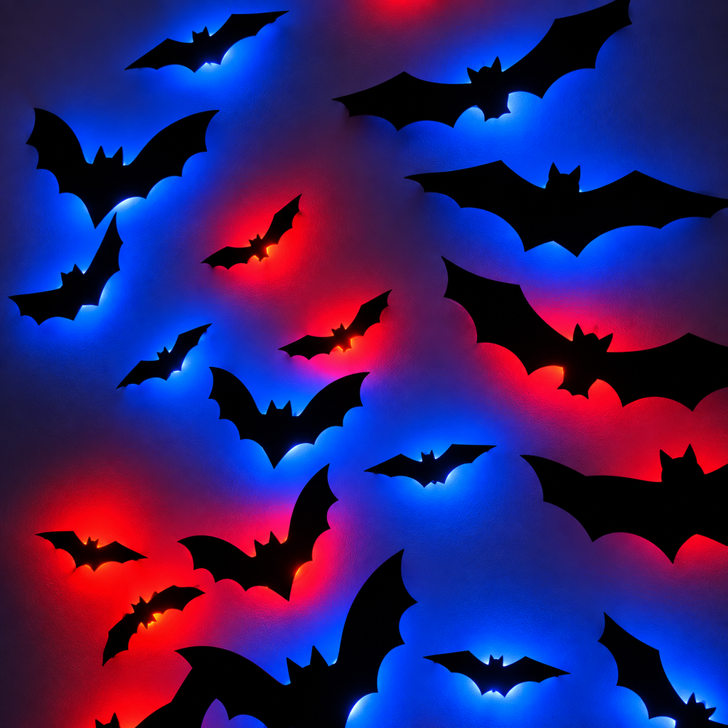 Glowing Halloween Bats – 3D Wall Decor with Lights